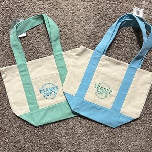 Trader Joe's Canvas Tote Bag Set - Blue and Green